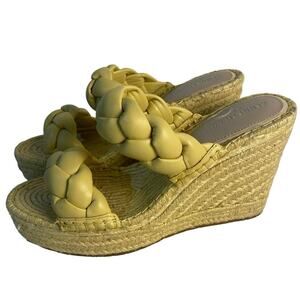 Kenneth Cole New York Olivia Womens Yellow Wedge Espadrille Braided Sandal 8